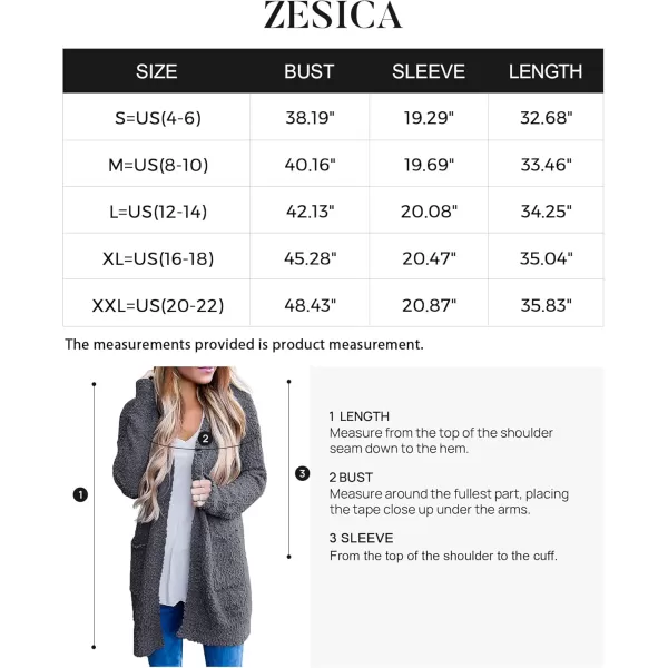 ZESICA Womens 2024 Fall Casual Long Sleeve Open Front Soft Chunky Knit Sweater Cardigan OuterwearCharcoal