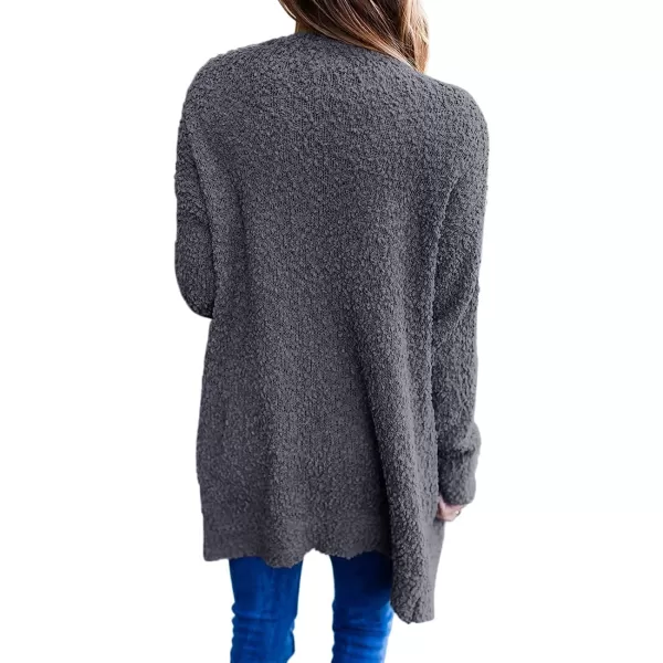 ZESICA Womens 2024 Fall Casual Long Sleeve Open Front Soft Chunky Knit Sweater Cardigan OuterwearCharcoal