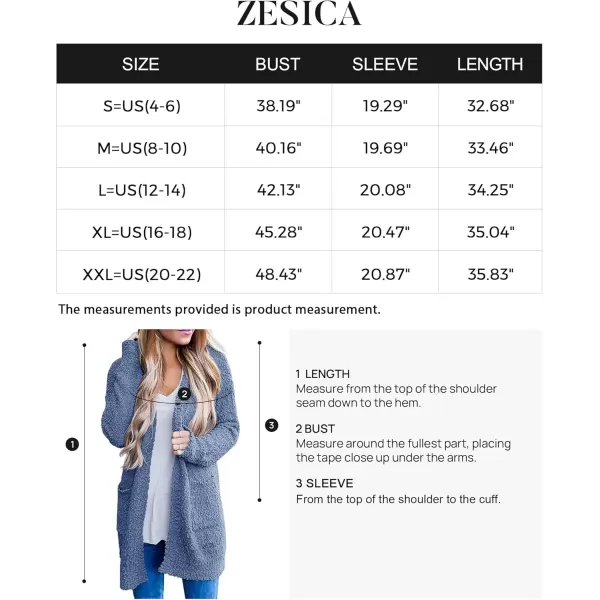 ZESICA Womens 2024 Fall Casual Long Sleeve Open Front Soft Chunky Knit Sweater Cardigan OuterwearDustyblue