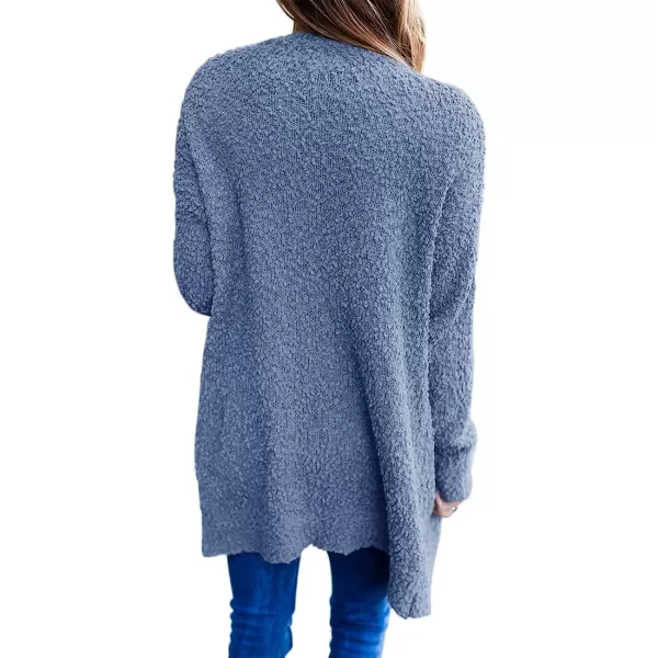 ZESICA Womens 2024 Fall Casual Long Sleeve Open Front Soft Chunky Knit Sweater Cardigan OuterwearDustyblue