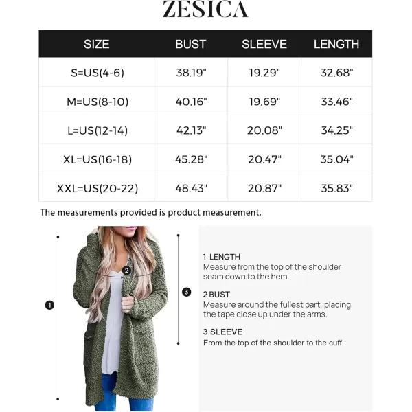 ZESICA Womens 2024 Fall Casual Long Sleeve Open Front Soft Chunky Knit Sweater Cardigan OuterwearForestgreen