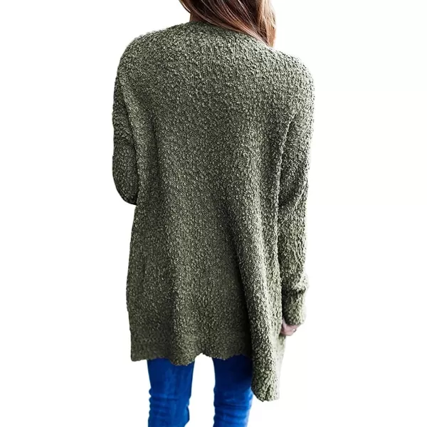 ZESICA Womens 2024 Fall Casual Long Sleeve Open Front Soft Chunky Knit Sweater Cardigan OuterwearForestgreen