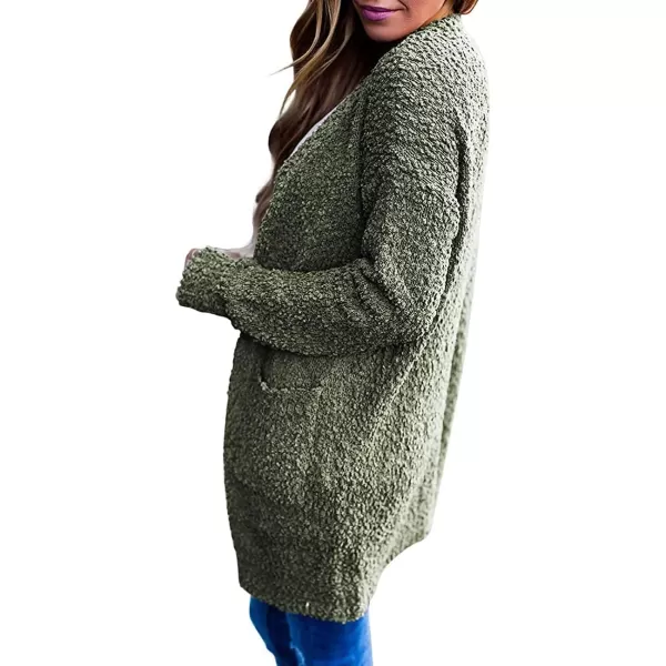 ZESICA Womens 2024 Fall Casual Long Sleeve Open Front Soft Chunky Knit Sweater Cardigan OuterwearForestgreen