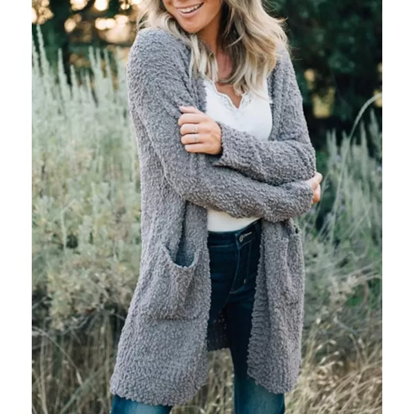 ZESICA Womens 2024 Fall Casual Long Sleeve Open Front Soft Chunky Knit Sweater Cardigan OuterwearGrey