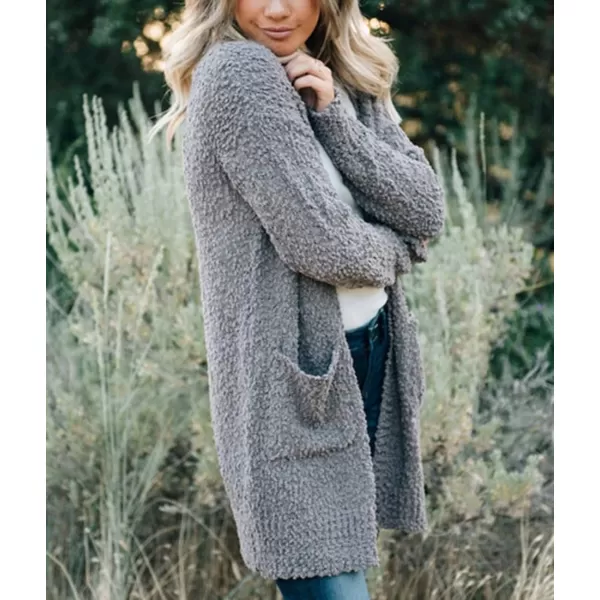 ZESICA Womens 2024 Fall Casual Long Sleeve Open Front Soft Chunky Knit Sweater Cardigan OuterwearGrey
