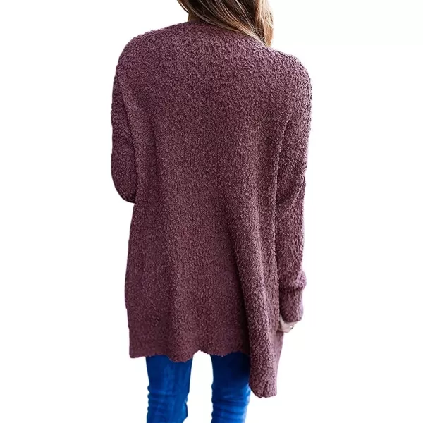 ZESICA Womens 2024 Fall Casual Long Sleeve Open Front Soft Chunky Knit Sweater Cardigan OuterwearMaroon
