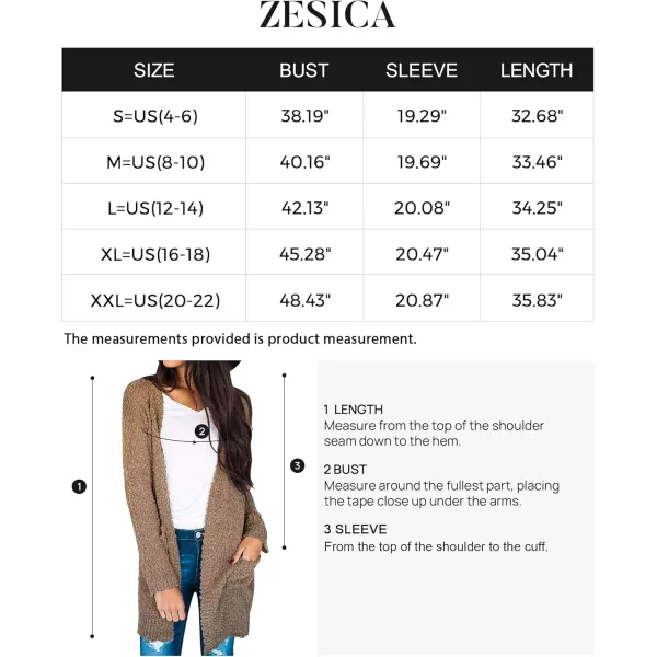 ZESICA Womens 2024 Fall Casual Long Sleeve Open Front Soft Chunky Knit Sweater Cardigan OuterwearMocha
