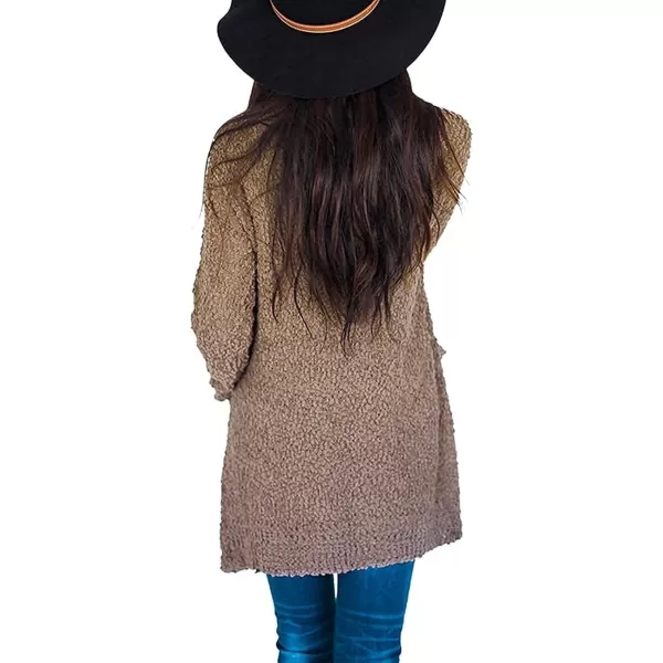 ZESICA Womens 2024 Fall Casual Long Sleeve Open Front Soft Chunky Knit Sweater Cardigan OuterwearMocha