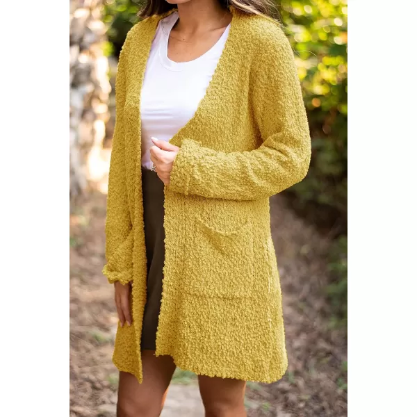 ZESICA Womens 2024 Fall Casual Long Sleeve Open Front Soft Chunky Knit Sweater Cardigan OuterwearMustard Yellow