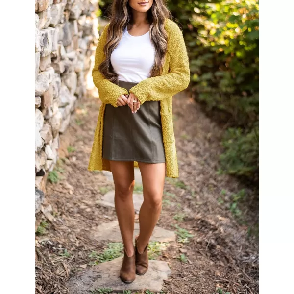 ZESICA Womens 2024 Fall Casual Long Sleeve Open Front Soft Chunky Knit Sweater Cardigan OuterwearMustard Yellow