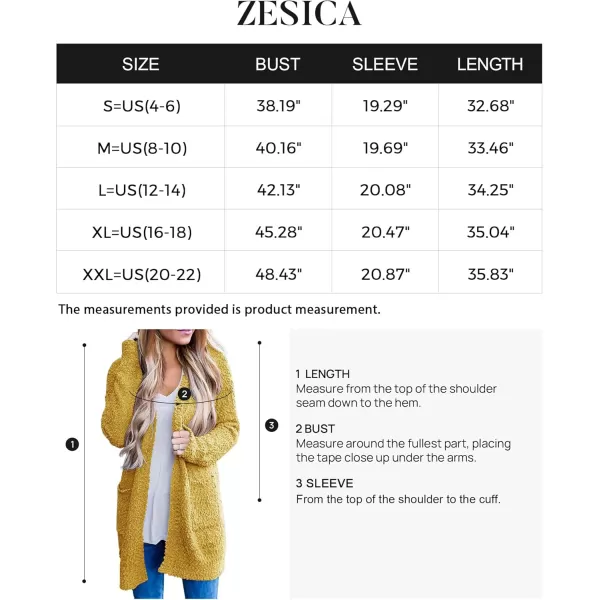 ZESICA Womens 2024 Fall Casual Long Sleeve Open Front Soft Chunky Knit Sweater Cardigan OuterwearMustard Yellow
