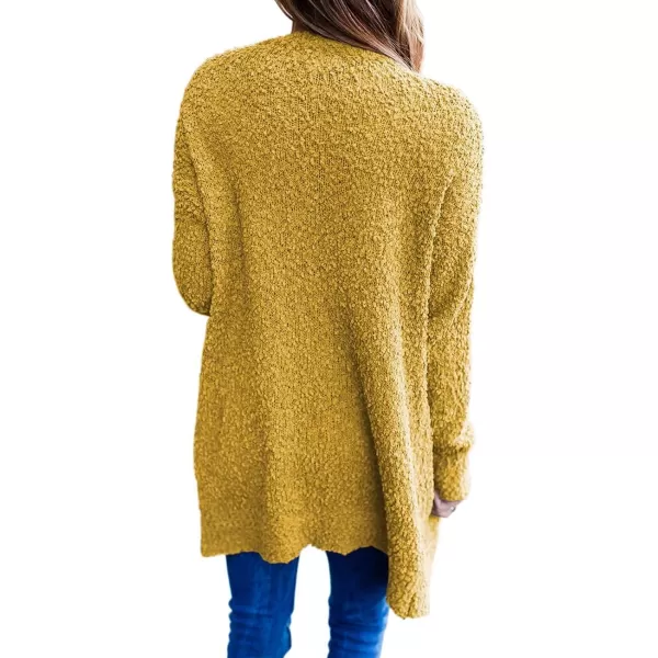 ZESICA Womens 2024 Fall Casual Long Sleeve Open Front Soft Chunky Knit Sweater Cardigan OuterwearMustard Yellow