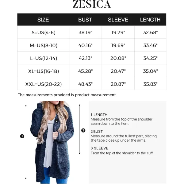 ZESICA Womens 2024 Fall Casual Long Sleeve Open Front Soft Chunky Knit Sweater Cardigan OuterwearNavy