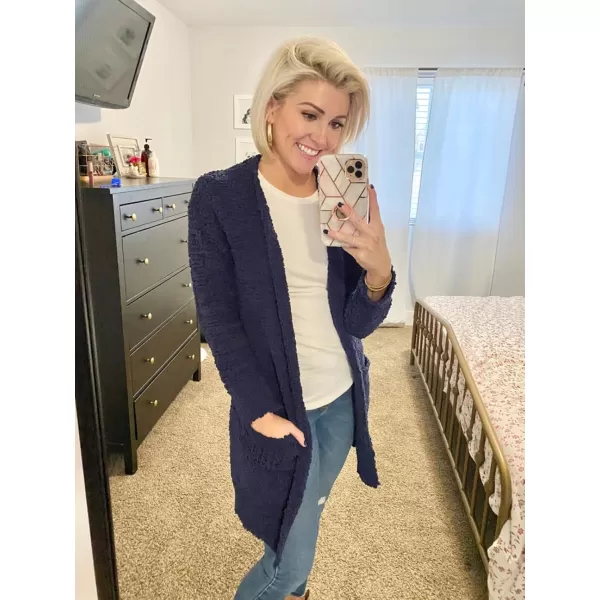 ZESICA Womens 2024 Fall Casual Long Sleeve Open Front Soft Chunky Knit Sweater Cardigan OuterwearNavy