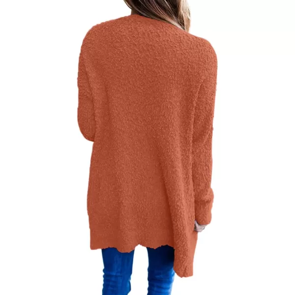 ZESICA Womens 2024 Fall Casual Long Sleeve Open Front Soft Chunky Knit Sweater Cardigan OuterwearOrange