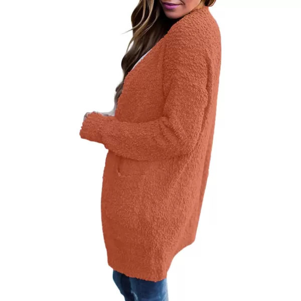 ZESICA Womens 2024 Fall Casual Long Sleeve Open Front Soft Chunky Knit Sweater Cardigan OuterwearOrange