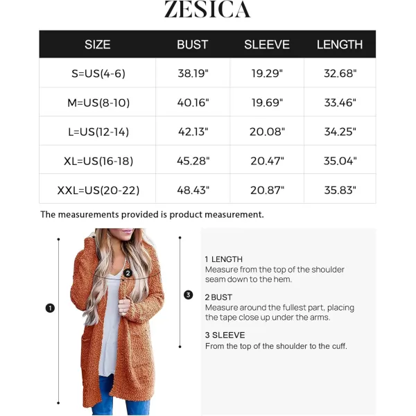 ZESICA Womens 2024 Fall Casual Long Sleeve Open Front Soft Chunky Knit Sweater Cardigan OuterwearOrange