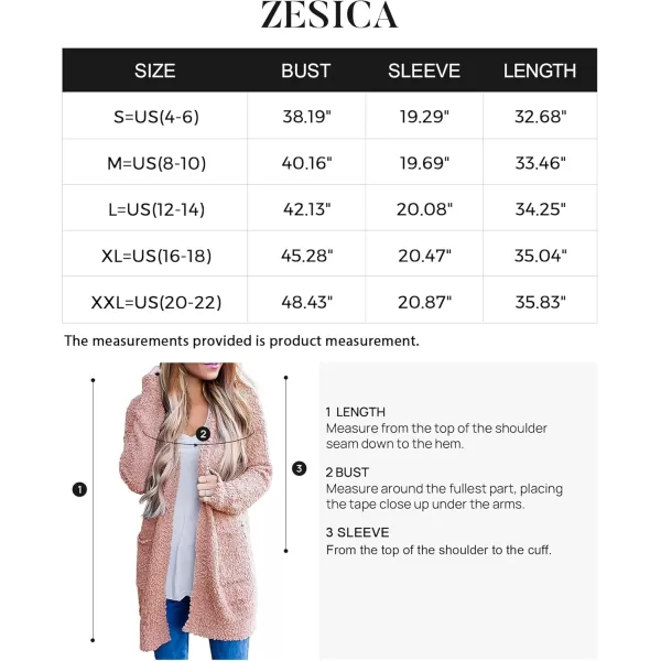 ZESICA Womens 2024 Fall Casual Long Sleeve Open Front Soft Chunky Knit Sweater Cardigan OuterwearPink