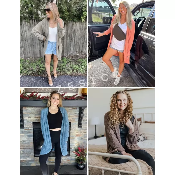 ZESICA Womens 2024 Fall Casual Long Sleeve Open Front Soft Chunky Knit Sweater Cardigan OuterwearTaro