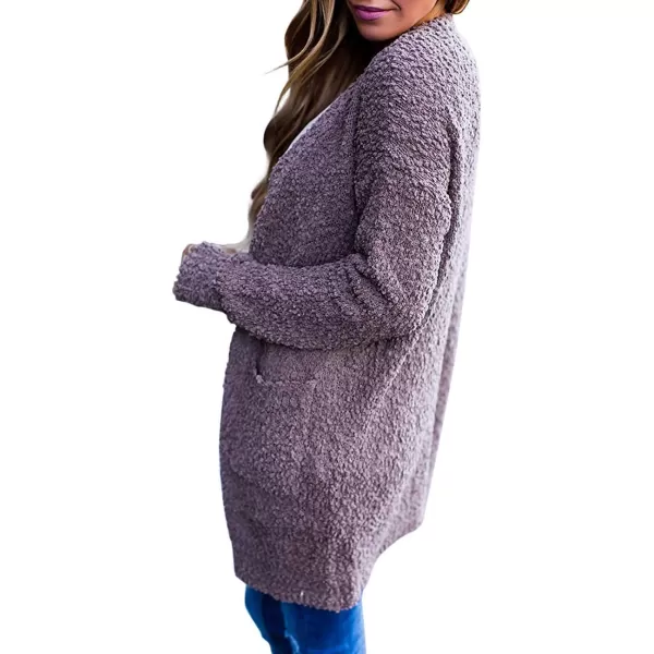 ZESICA Womens 2024 Fall Casual Long Sleeve Open Front Soft Chunky Knit Sweater Cardigan OuterwearTaro