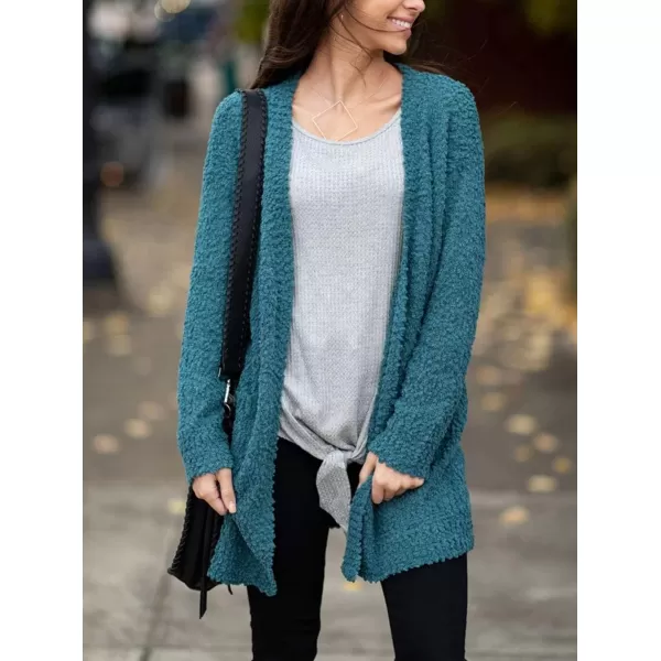 ZESICA Womens 2024 Fall Casual Long Sleeve Open Front Soft Chunky Knit Sweater Cardigan OuterwearTeal