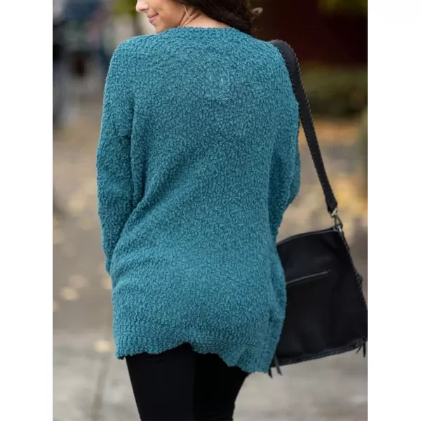 ZESICA Womens 2024 Fall Casual Long Sleeve Open Front Soft Chunky Knit Sweater Cardigan OuterwearTeal