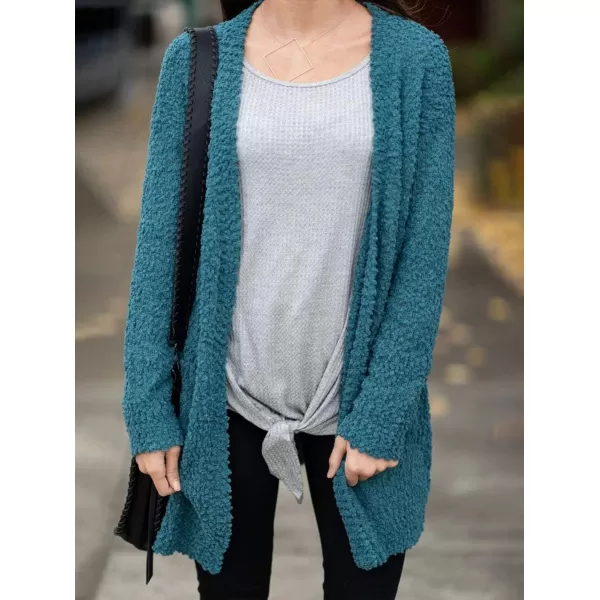 ZESICA Womens 2024 Fall Casual Long Sleeve Open Front Soft Chunky Knit Sweater Cardigan OuterwearTeal