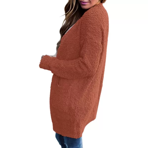 ZESICA Womens 2024 Fall Casual Long Sleeve Open Front Soft Chunky Knit Sweater Cardigan OuterwearTearose