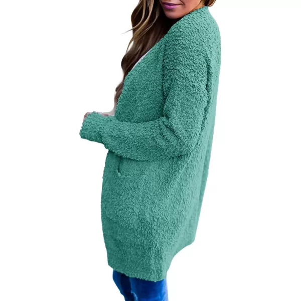 ZESICA Womens 2024 Fall Casual Long Sleeve Open Front Soft Chunky Knit Sweater Cardigan OuterwearTurquoise
