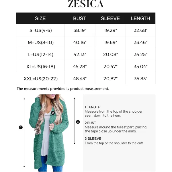 ZESICA Womens 2024 Fall Casual Long Sleeve Open Front Soft Chunky Knit Sweater Cardigan OuterwearTurquoise