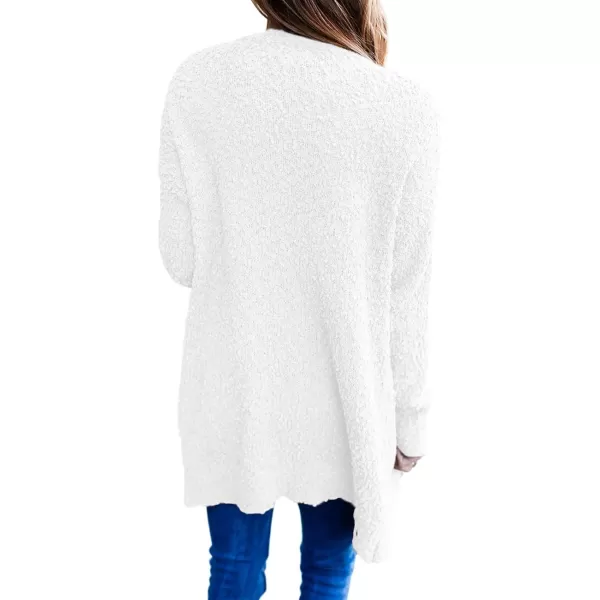 ZESICA Womens 2024 Fall Casual Long Sleeve Open Front Soft Chunky Knit Sweater Cardigan OuterwearWhite