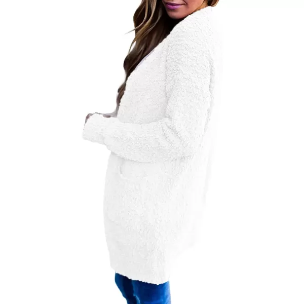 ZESICA Womens 2024 Fall Casual Long Sleeve Open Front Soft Chunky Knit Sweater Cardigan OuterwearWhite