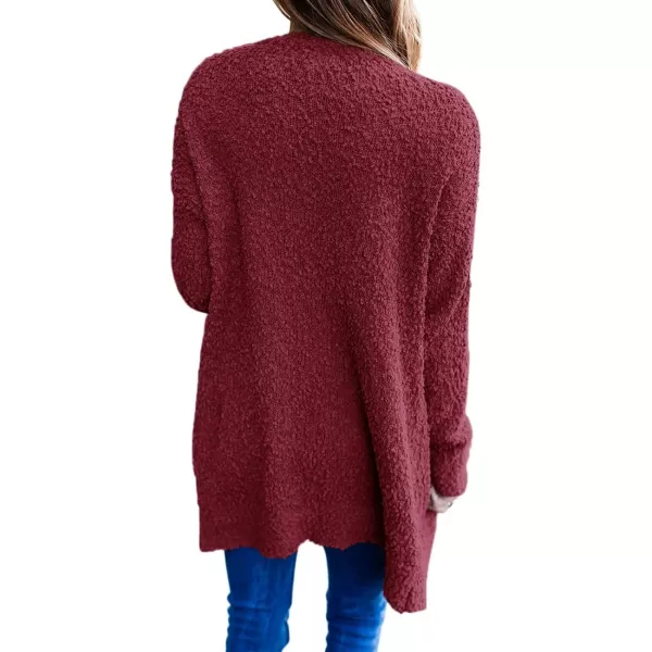 ZESICA Womens 2024 Fall Casual Long Sleeve Open Front Soft Chunky Knit Sweater Cardigan OuterwearWine