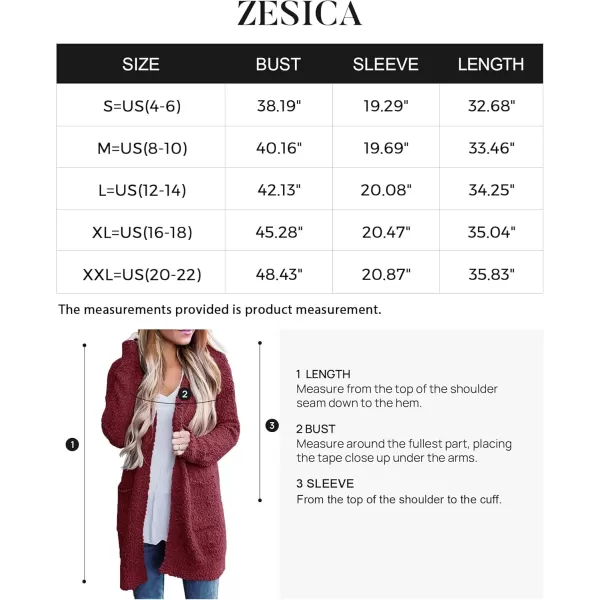 ZESICA Womens 2024 Fall Casual Long Sleeve Open Front Soft Chunky Knit Sweater Cardigan OuterwearWine