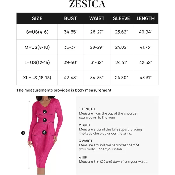 ZESICA Womens 2024 Fall Sweater Dress V Neck Long Sleeve Ribbed Knit Tie Waist Slim Fit Bodycon Midi DressesRose