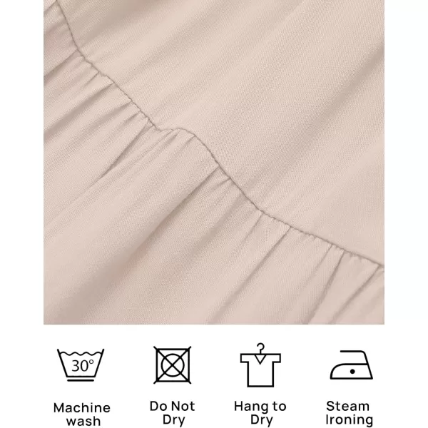 ZESICA Womens 2024 Summer Casual Flutter Short Sleeve Crew Neck Smocked Elastic Waist Tiered Midi DressApricot