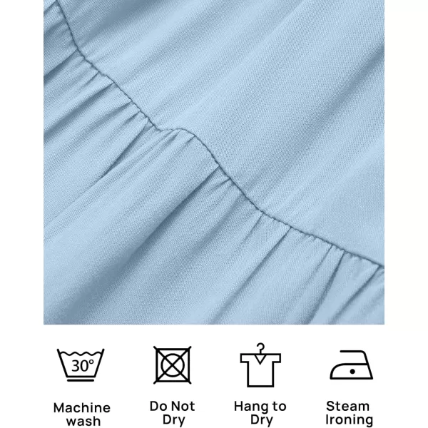 ZESICA Womens 2024 Summer Casual Flutter Short Sleeve Crew Neck Smocked Elastic Waist Tiered Midi DressBlue