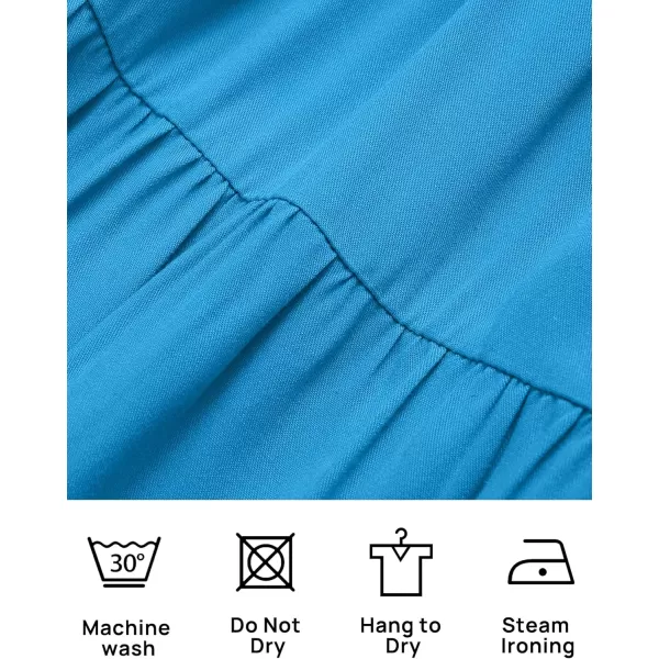 ZESICA Womens 2024 Summer Casual Flutter Short Sleeve Crew Neck Smocked Elastic Waist Tiered Midi DressCobalt Blue