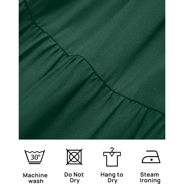 ZESICA Womens 2024 Summer Casual Flutter Short Sleeve Crew Neck Smocked Elastic Waist Tiered Midi DressDark Green