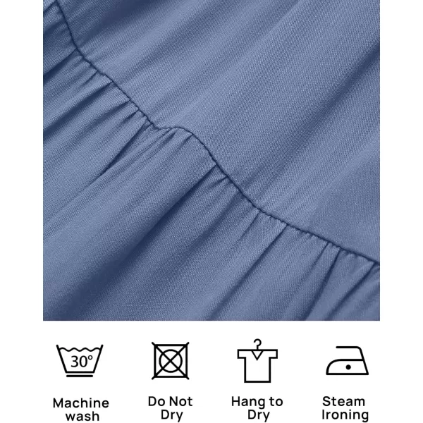 ZESICA Womens 2024 Summer Casual Flutter Short Sleeve Crew Neck Smocked Elastic Waist Tiered Midi DressDusty Blue