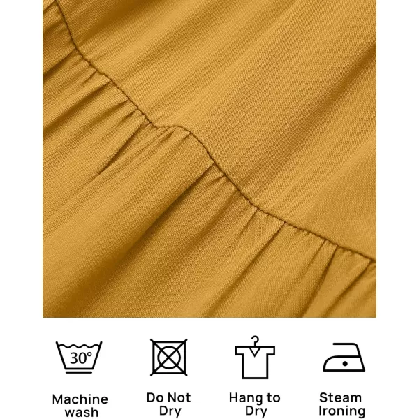 ZESICA Womens 2024 Summer Casual Flutter Short Sleeve Crew Neck Smocked Elastic Waist Tiered Midi DressGinger