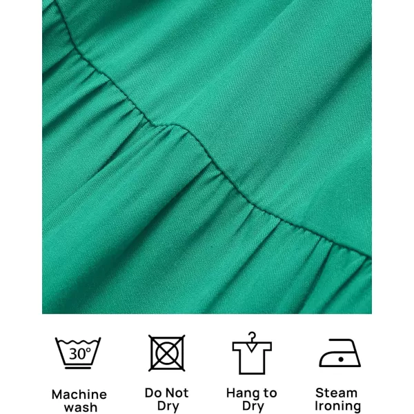 ZESICA Womens 2024 Summer Casual Flutter Short Sleeve Crew Neck Smocked Elastic Waist Tiered Midi DressGreen