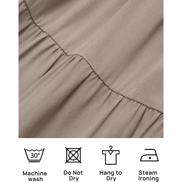ZESICA Womens 2024 Summer Casual Flutter Short Sleeve Crew Neck Smocked Elastic Waist Tiered Midi DressLight Khaki