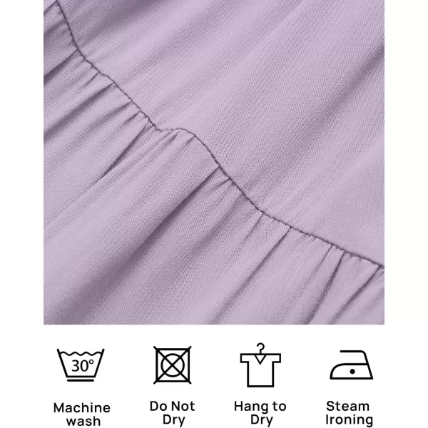ZESICA Womens 2024 Summer Casual Flutter Short Sleeve Crew Neck Smocked Elastic Waist Tiered Midi DressLight Purple