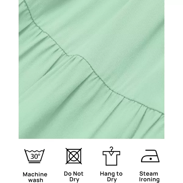 ZESICA Womens 2024 Summer Casual Flutter Short Sleeve Crew Neck Smocked Elastic Waist Tiered Midi DressMint