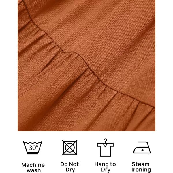 ZESICA Womens 2024 Summer Casual Flutter Short Sleeve Crew Neck Smocked Elastic Waist Tiered Midi DressOrange