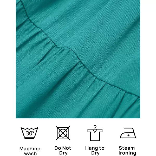 ZESICA Womens 2024 Summer Casual Flutter Short Sleeve Crew Neck Smocked Elastic Waist Tiered Midi DressPeacock