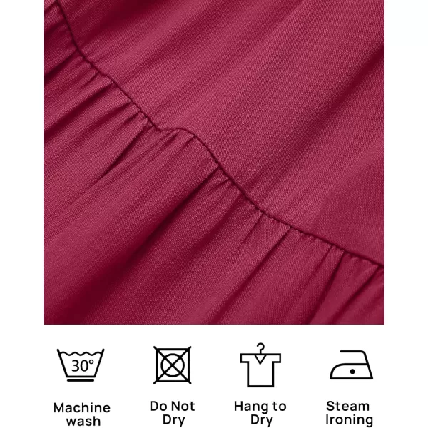 ZESICA Womens 2024 Summer Casual Flutter Short Sleeve Crew Neck Smocked Elastic Waist Tiered Midi DressPlum