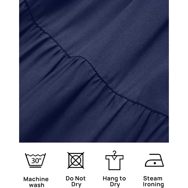ZESICA Womens 2024 Summer Casual Flutter Short Sleeve Crew Neck Smocked Elastic Waist Tiered Midi DressRoyal Blue