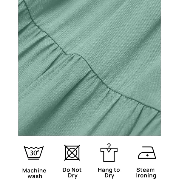 ZESICA Womens 2024 Summer Casual Flutter Short Sleeve Crew Neck Smocked Elastic Waist Tiered Midi DressSage